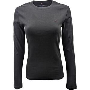 Tommy Hilfiger Women Long Sleeve Crewneck Logo T-Shirt, Black, Size M